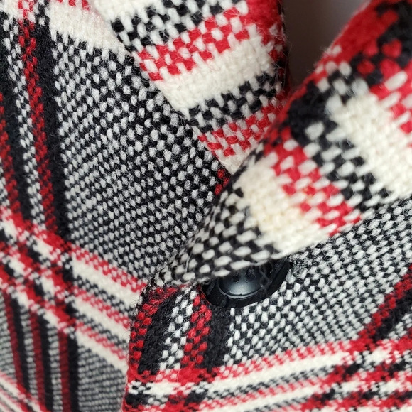 Vintage Men's Wool Blazer Red Black White Plaid 43 Regular Oversized - Picture 15 of 16